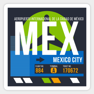 Mexico City (MEX) Airport // Retro Sunset Baggage Tag Magnet